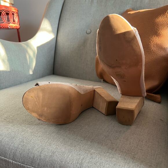 Jeffrey Campbell die cut open toe block heel taupe bootie size 9 - Picture 5 of 5